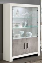 Load image into Gallery viewer, Modena 2 Door Display Cabinet - White &amp; Marble Effect
