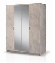 Load image into Gallery viewer, Mary Italian High Gloss Wardrobe 4 Doors - Grey Marble
