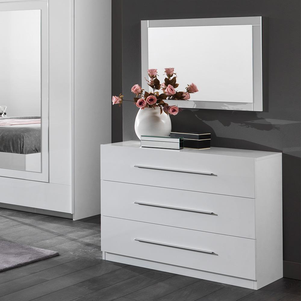 Star Italian High Gloss 3 Drawer Chest - White